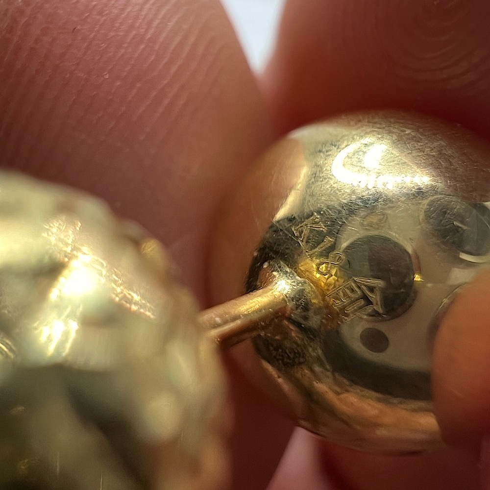18kt pure solid yellow gold round ball earring - Picture 7 of 8